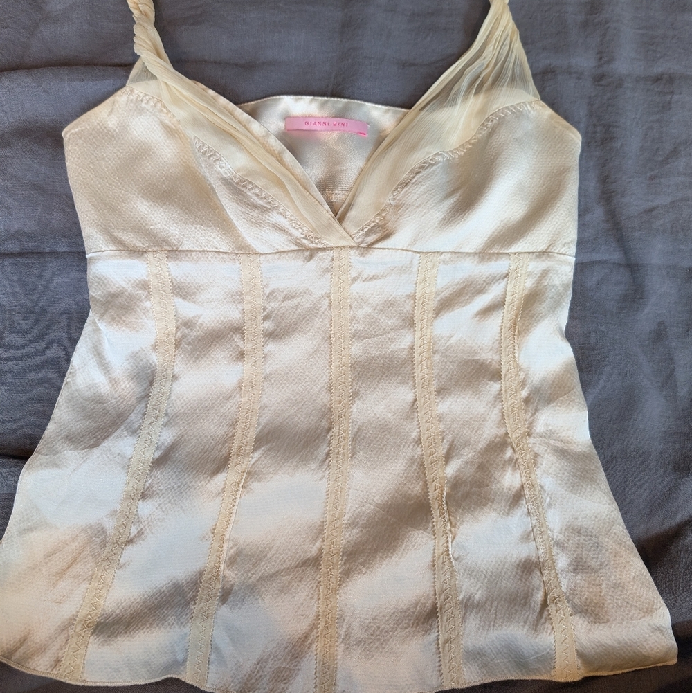 Ivory Sill Camisole with Twisted Straps